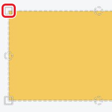 四角形の左上の四角いハンドルを赤枠で示した実画面