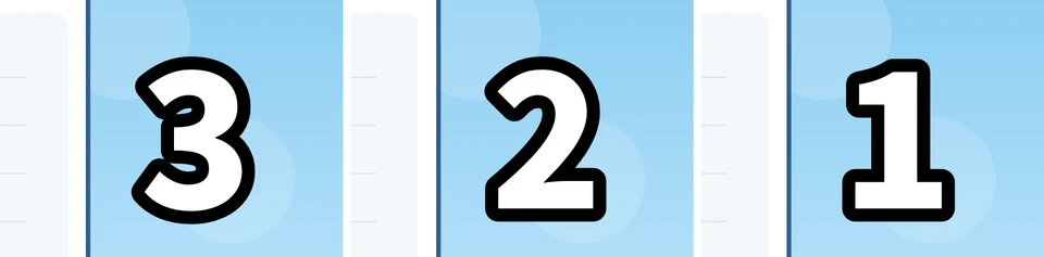 数字の 3・2・1 の3つのコマ