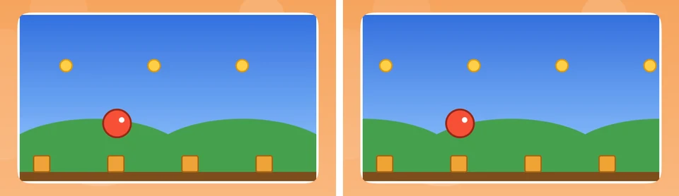 左は動画の始めの絵、右は2秒目の絵